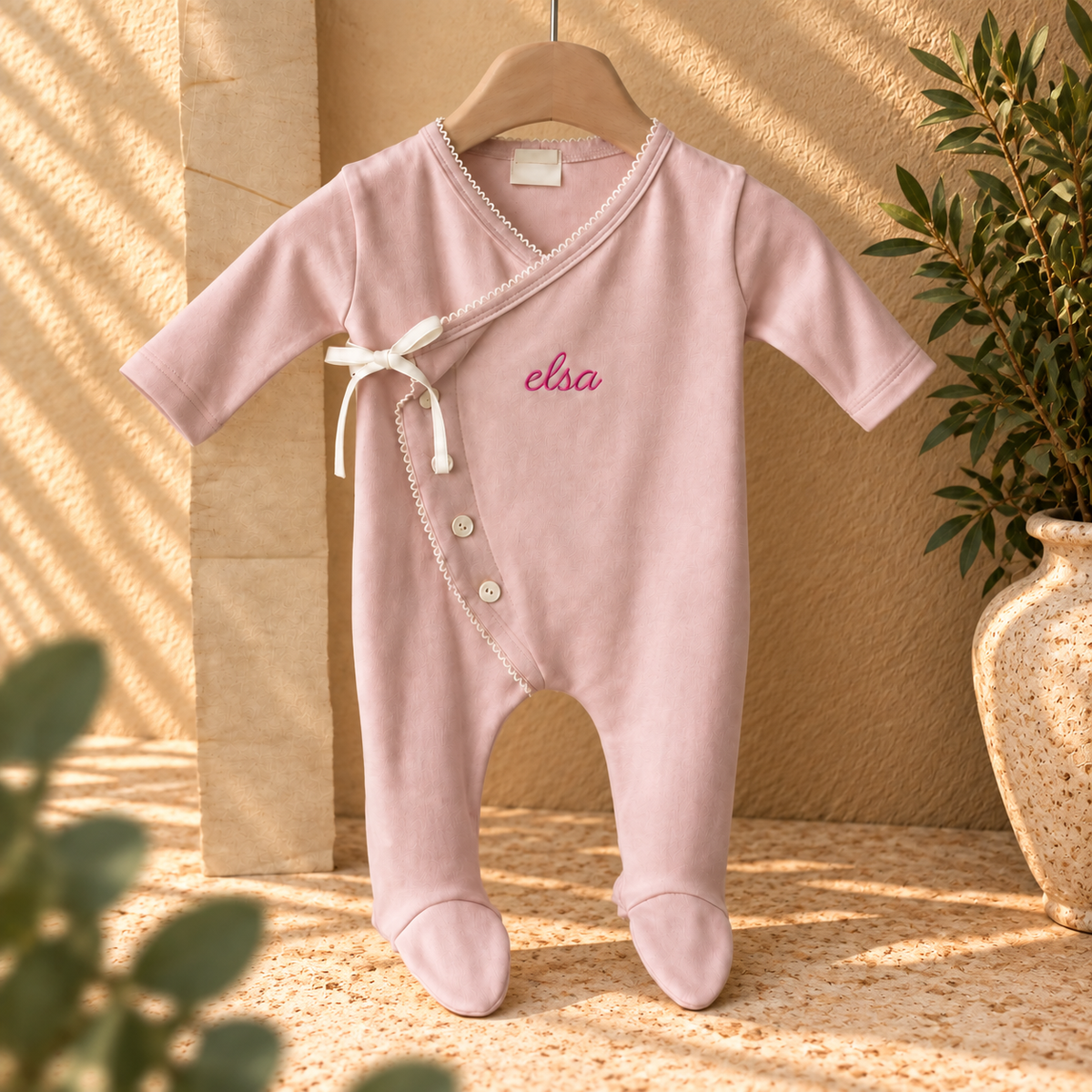 Gepersonaliseerd babykimono-slaappakje | Babypakje met overslag