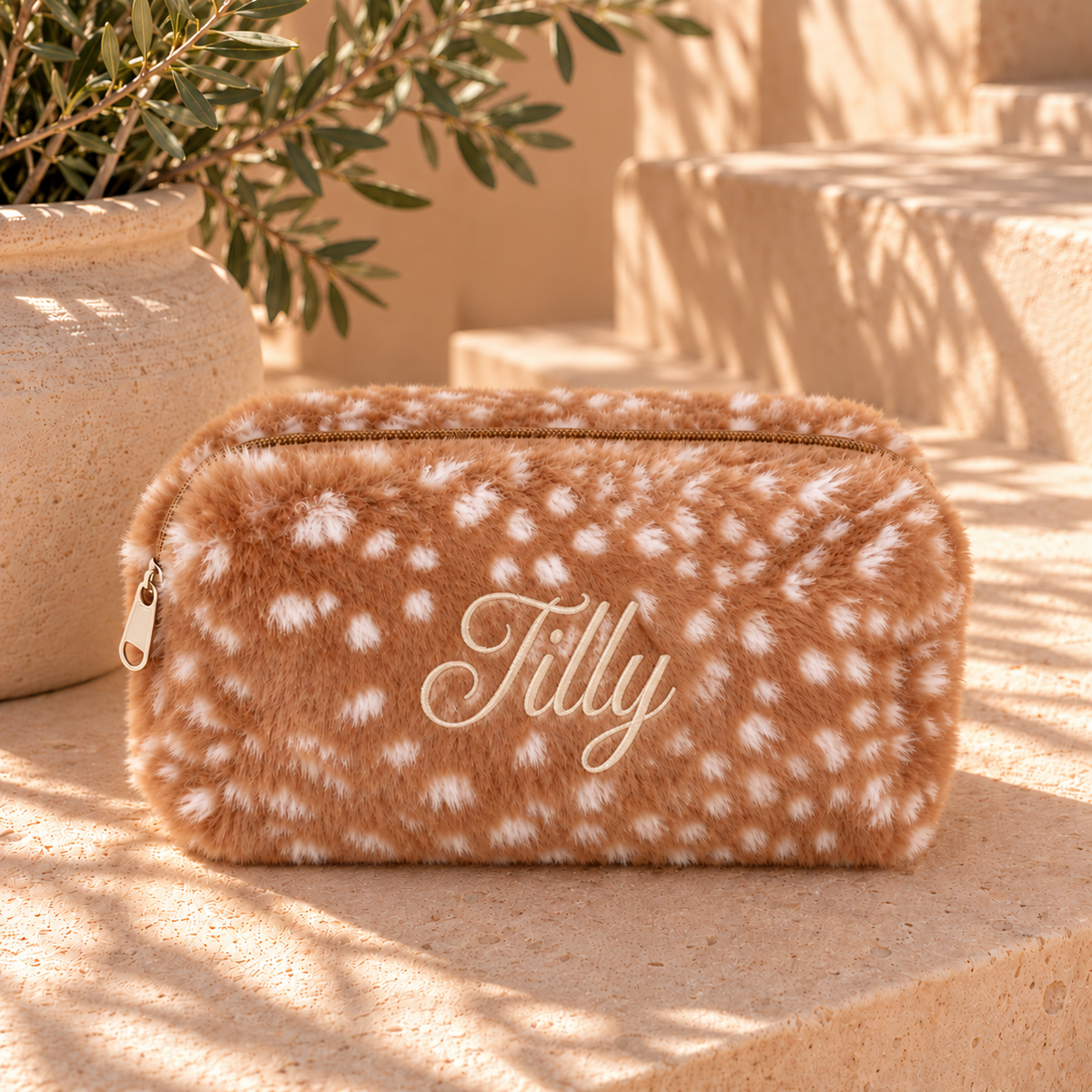 Personalised Fawn Print Makeup Bag | Cosmetic Pouch