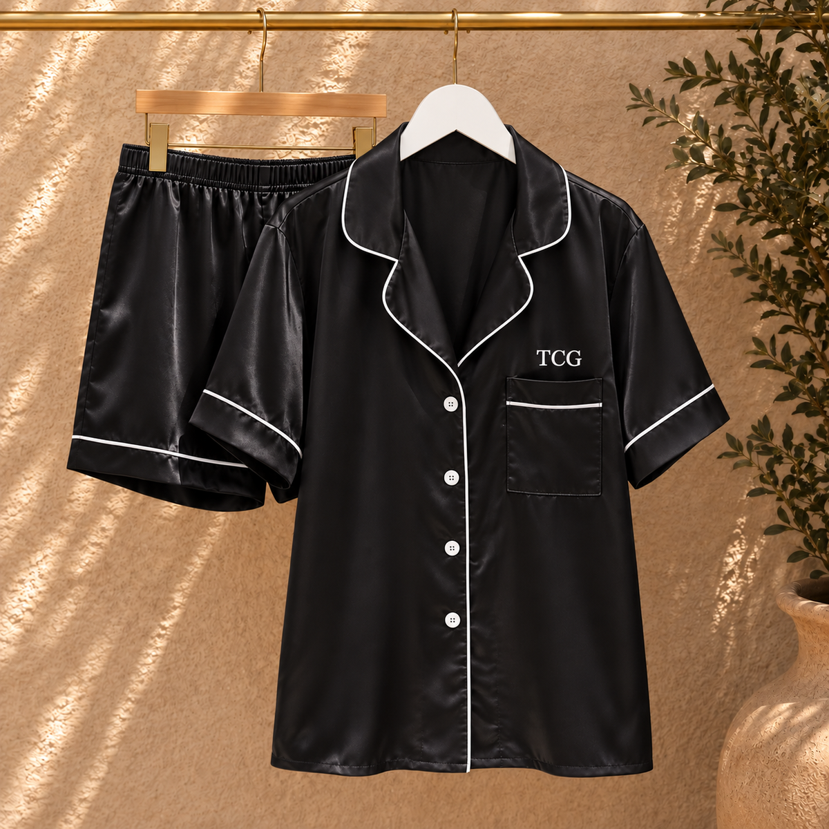 Personalised Satin Pyjamas | Custom Initials Sleepwear Set