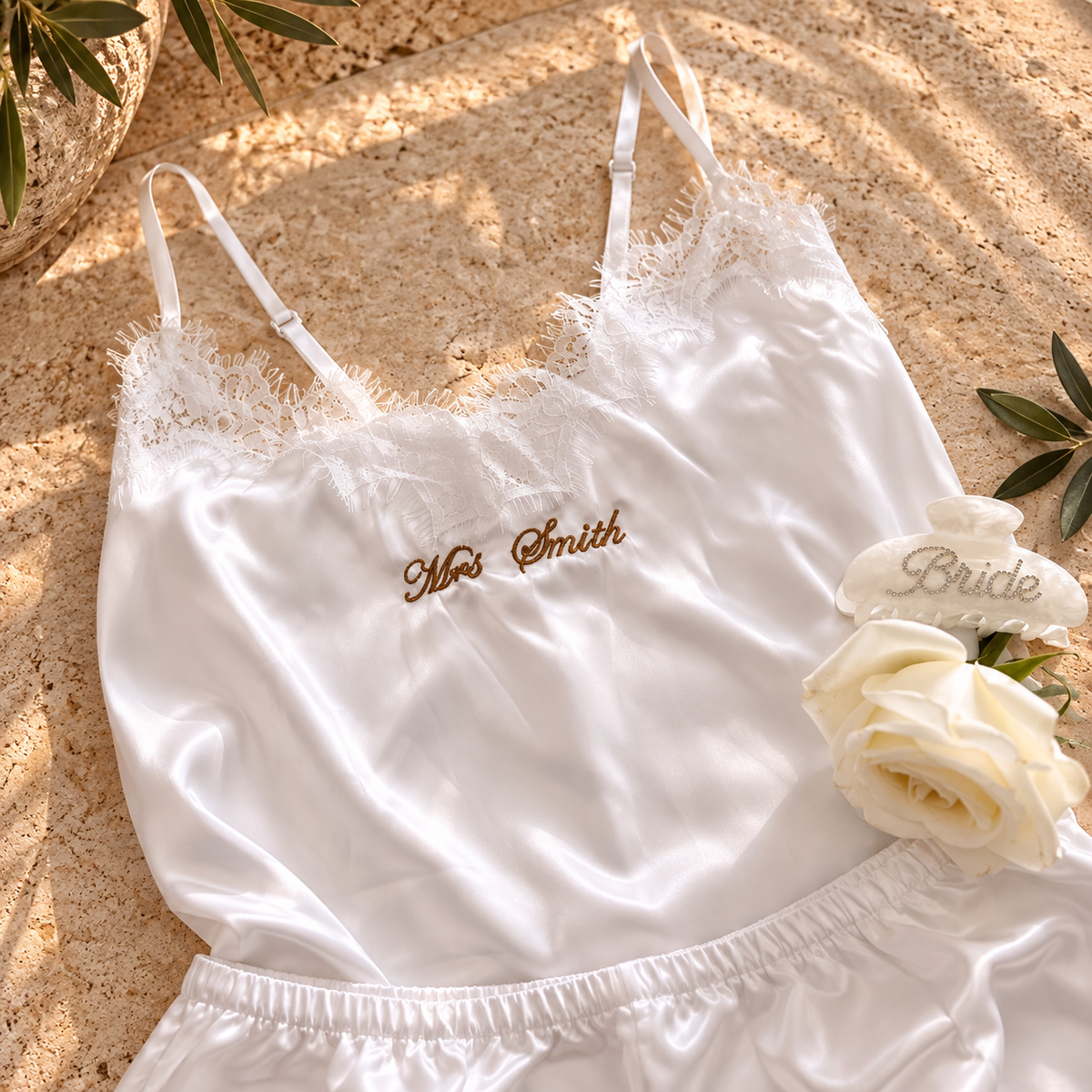 Personalised Bridal Pyjamas | Embroidered Bride Wedding Pyjamas