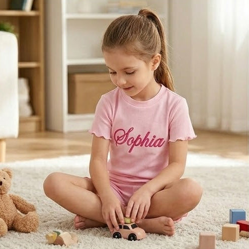 Personalised Girls Ribbed Short Set
