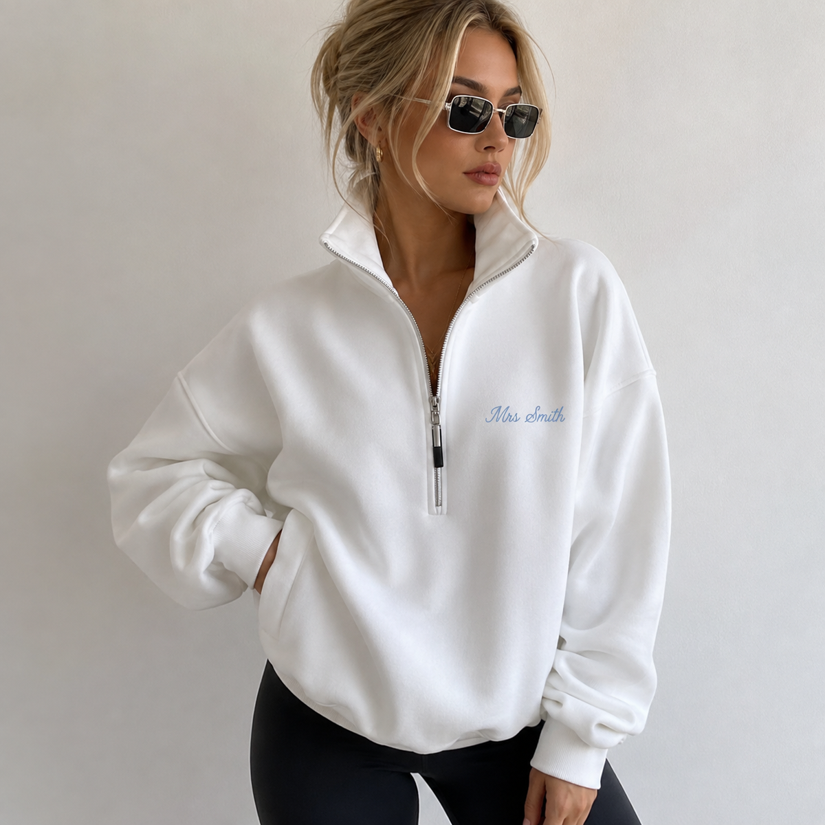 Personalised Bridal Quarter Zip Sweatshirt | Embroidered Bride Sweatshirt
