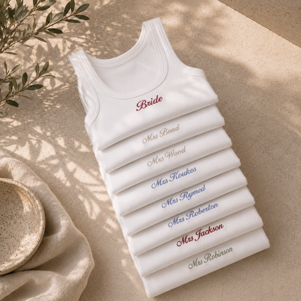Personalised Bridal Vest Top | Embroidered Bride Vest
