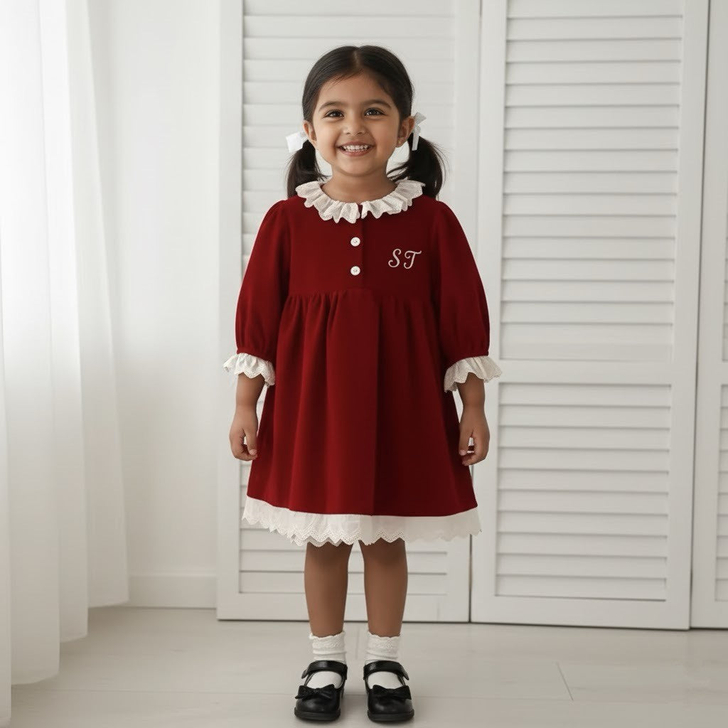 Personalised Girls Red Christmas Dress
