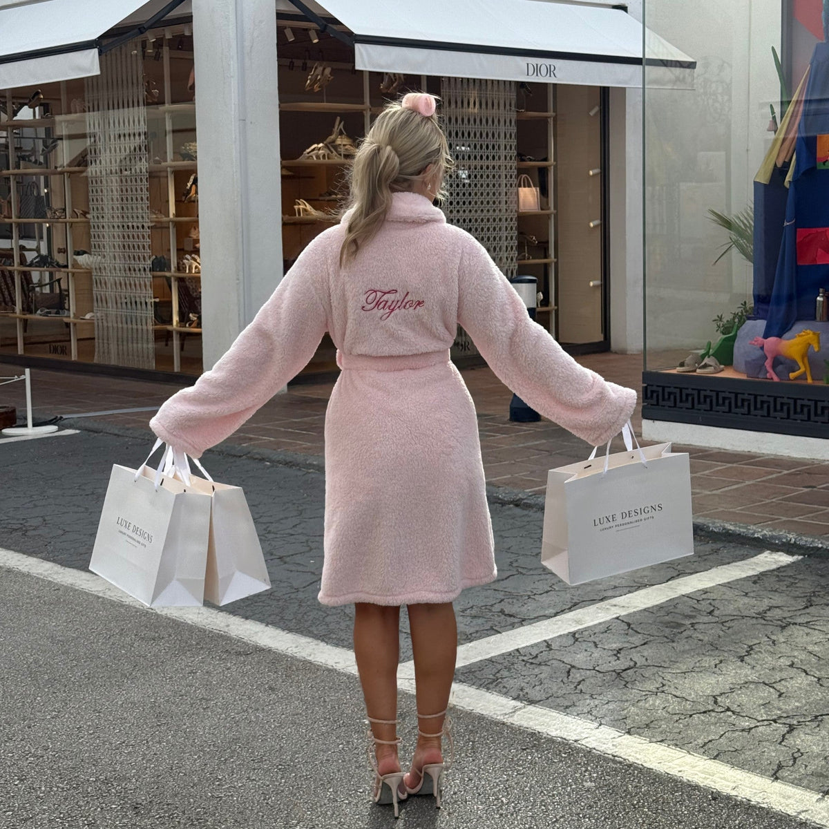 Personalised Fluffy Dressing Gown | Luxury Soft Pink Robe