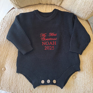 black my first christmas romper
