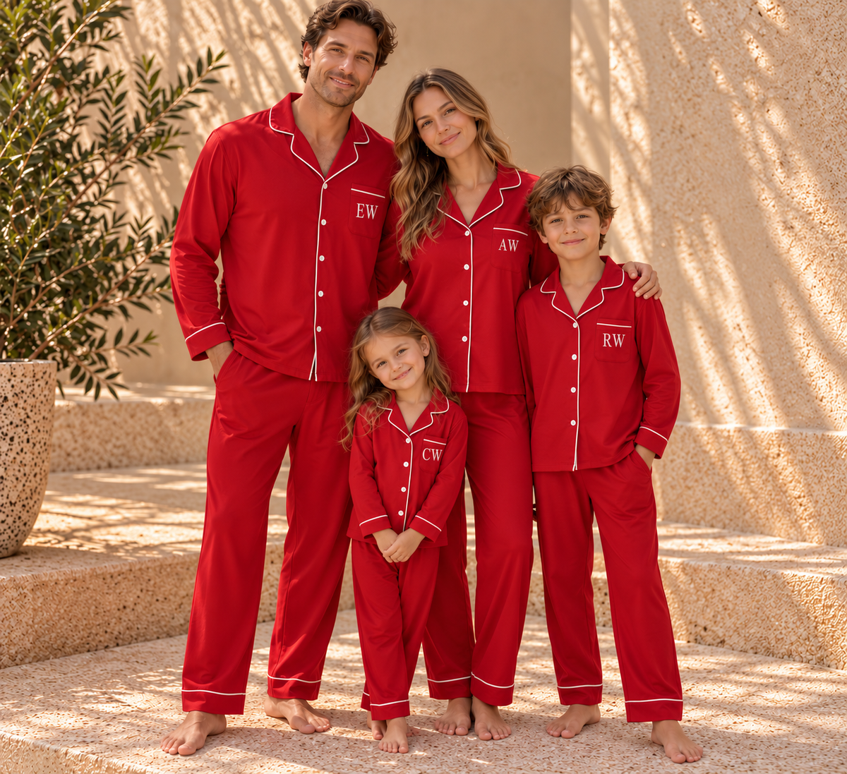 Personalised Family Christmas Pyjamas | Matching Red PJs