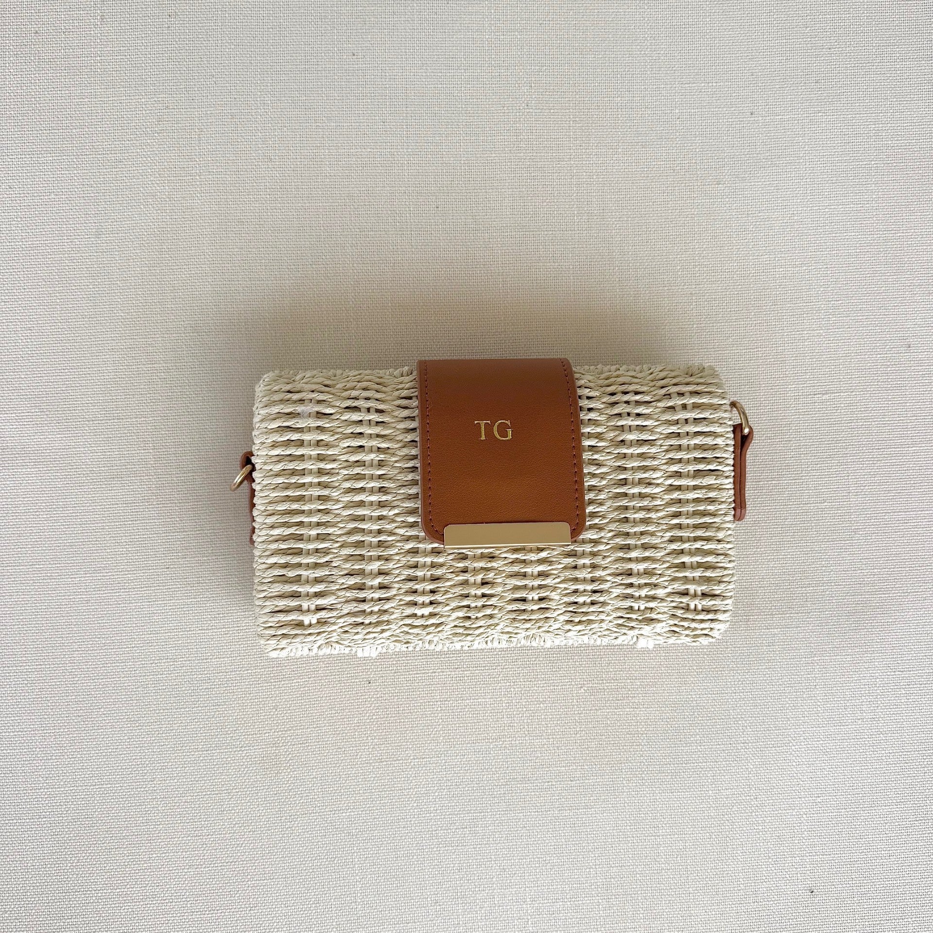 personalised woven straw bag 