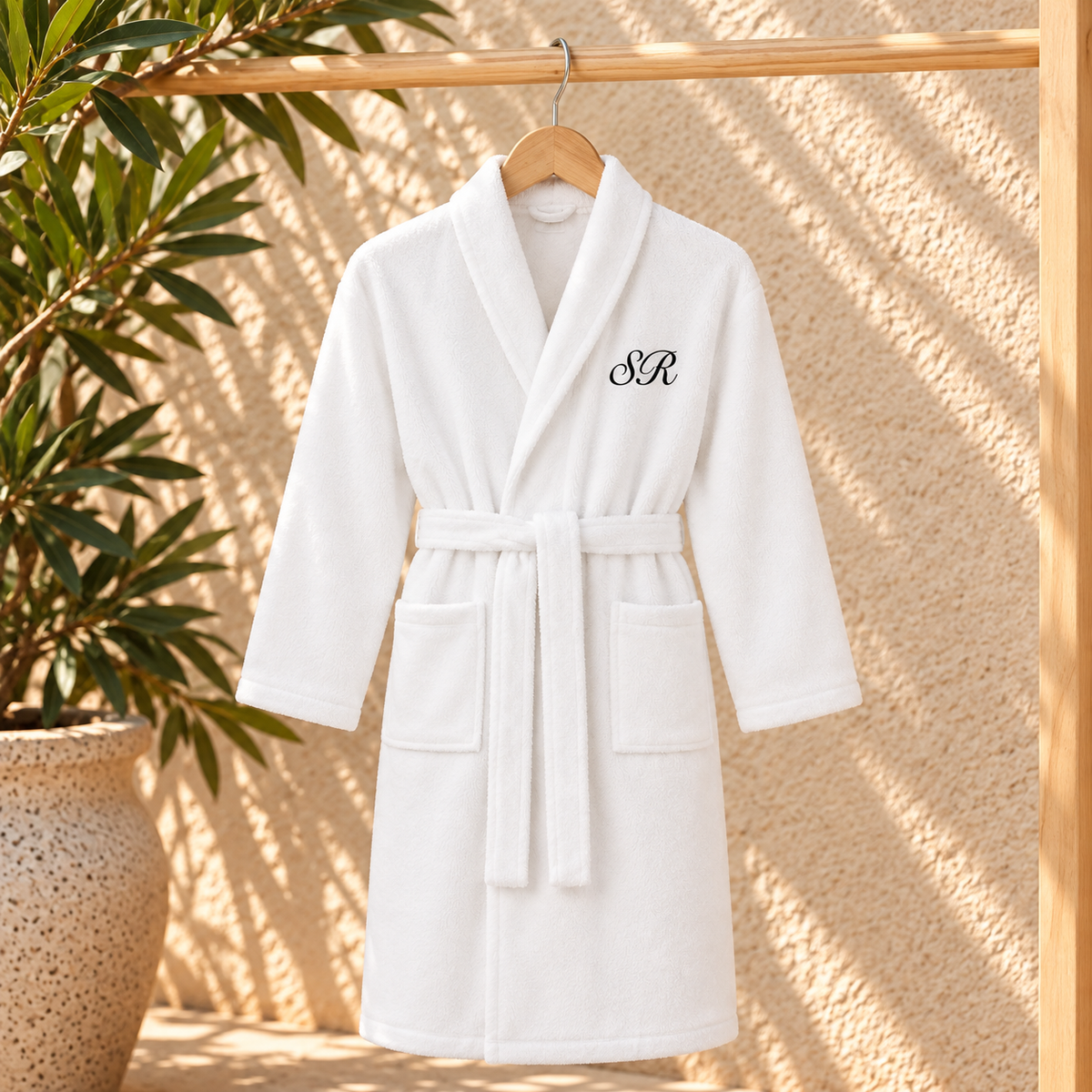 Personalised White Robe | Cotton Dressing Gown