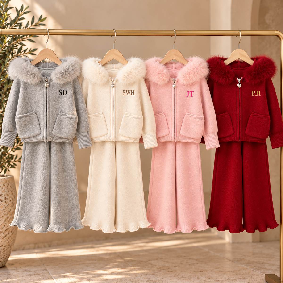 Personalised Girls Knitted Tracksuit | Girls Knit Set