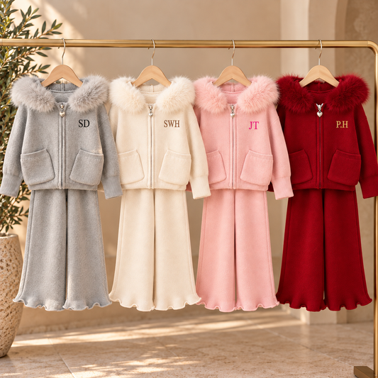 Personalised Girls Knitted Tracksuit | Girls Knit Set