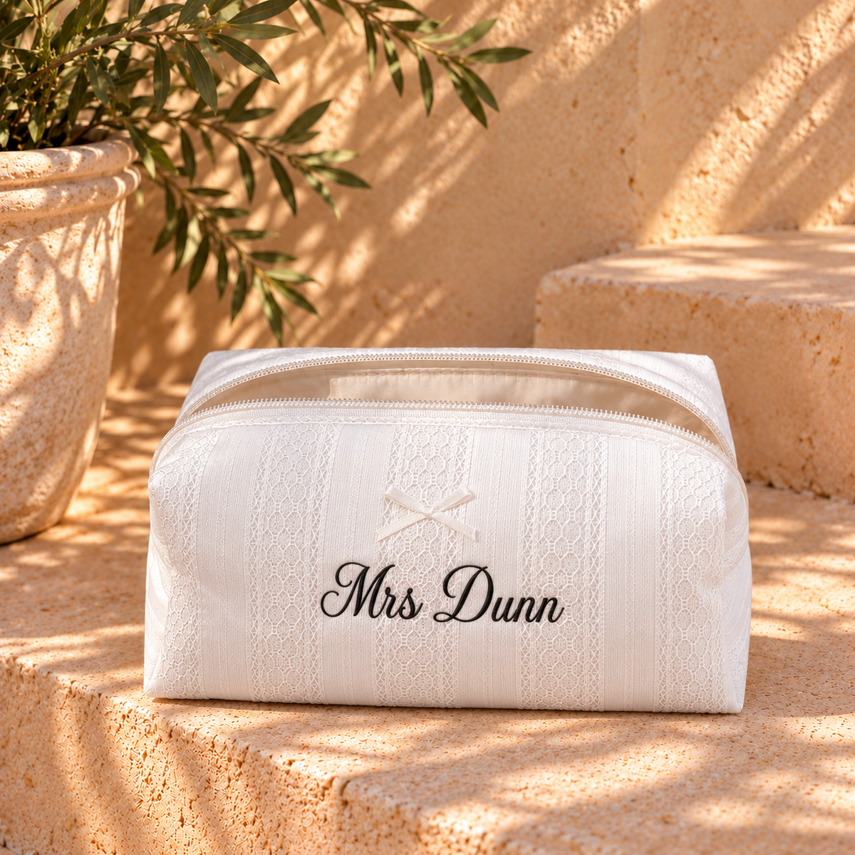 Personalised Lace Makeup Bag | Bridal Makeup Bag