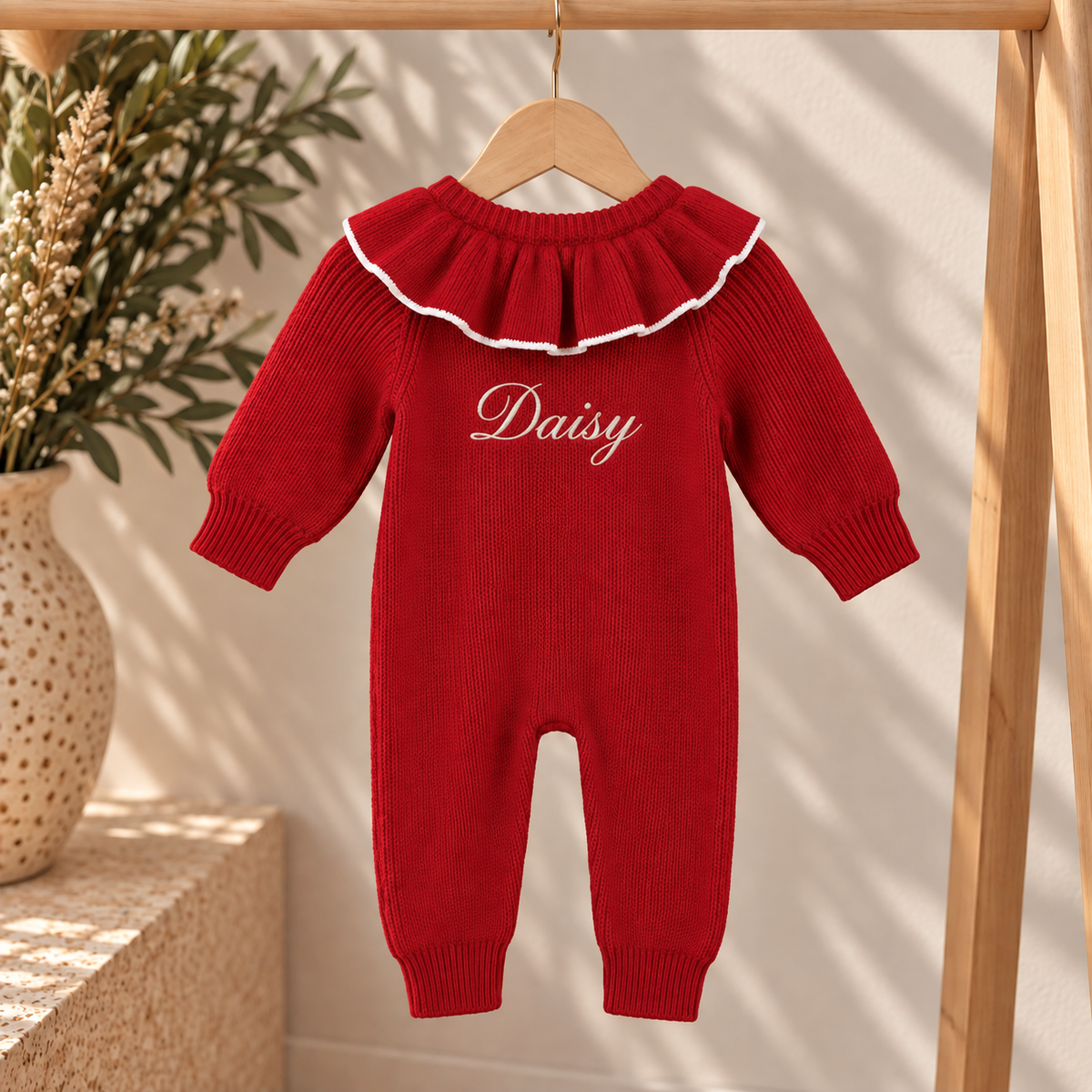 Gepersonaliseerde gebreide babyromper | Gebreide babyoutfit