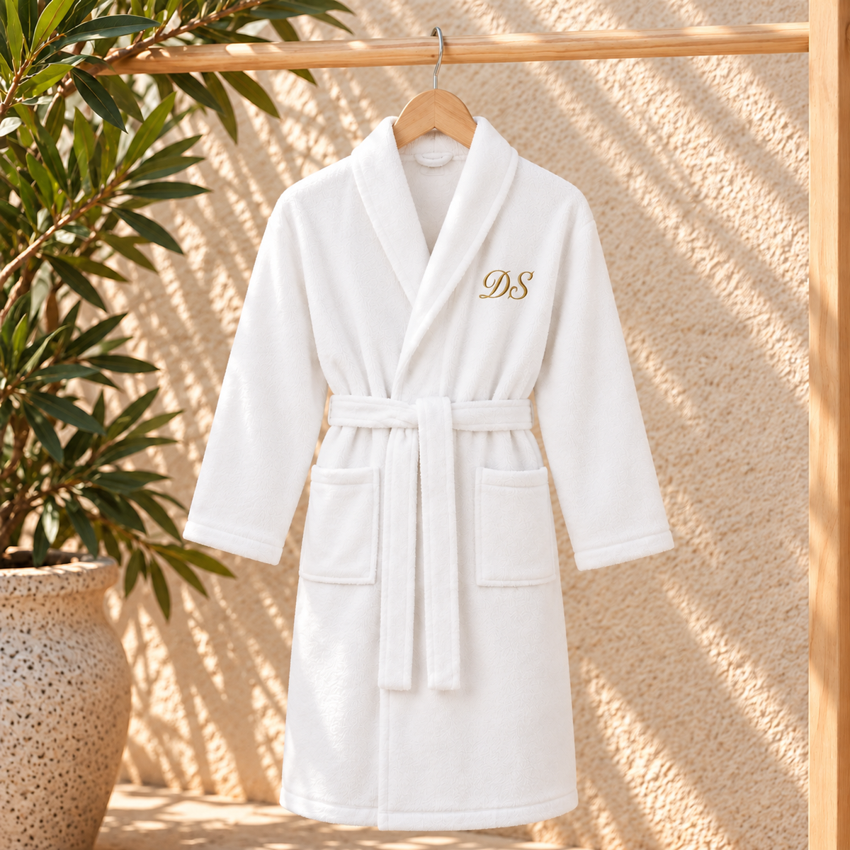 Personalised White Robe | Cotton Dressing Gown