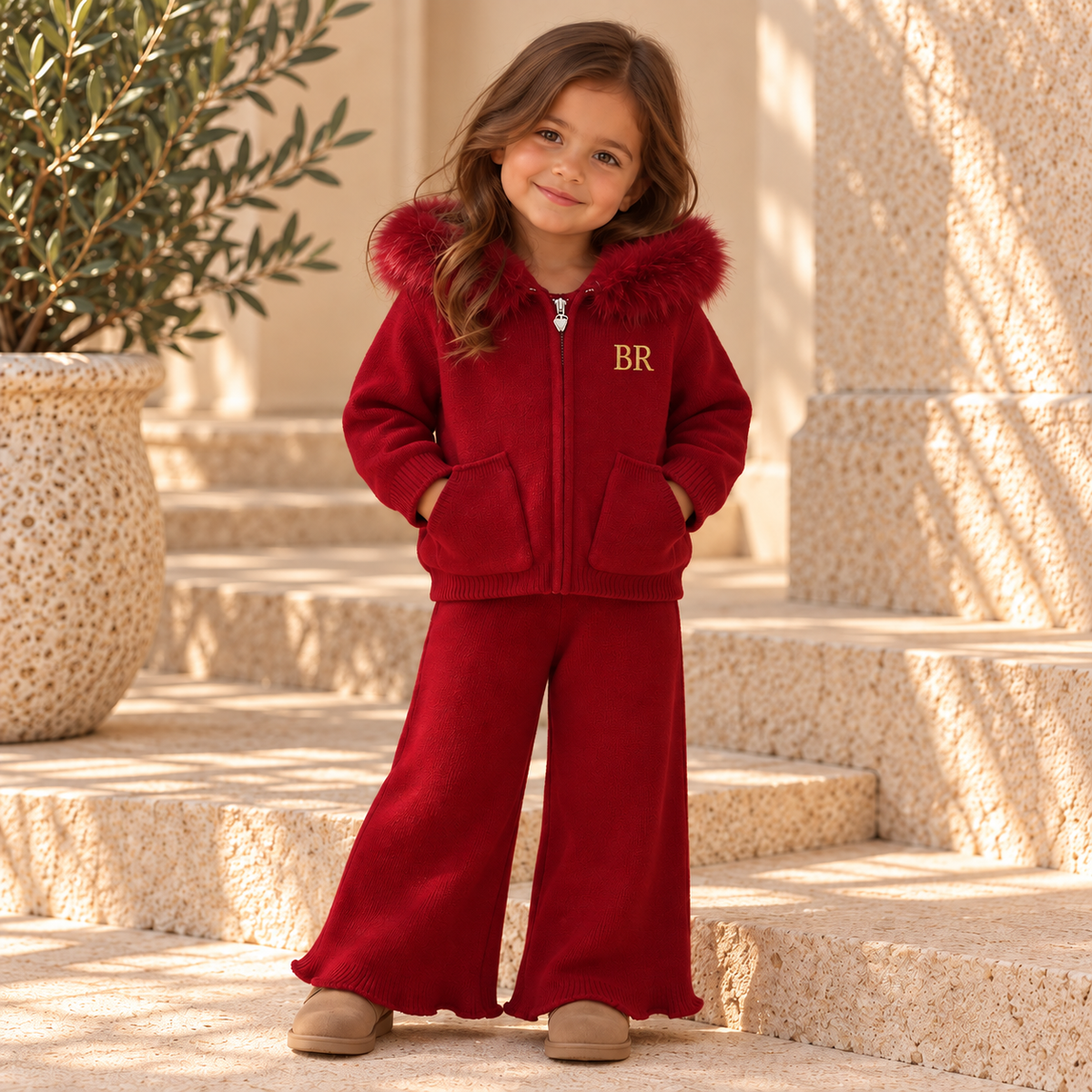 Personalised Girls Knitted Tracksuit | Girls Knit Set