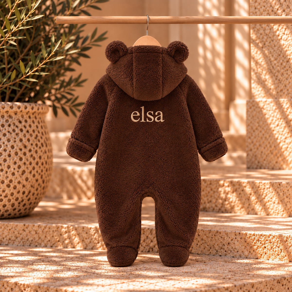 Personalised Teddy Bear Baby Romper | Fleece Baby Outfit