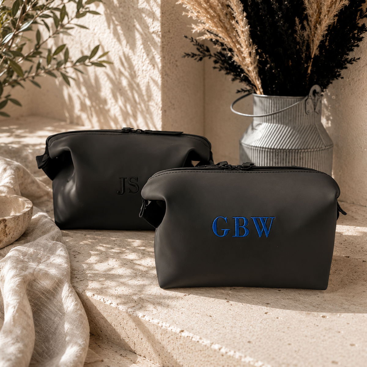 Personalised Wash Bag | Embroidered Black Toiletry Bag