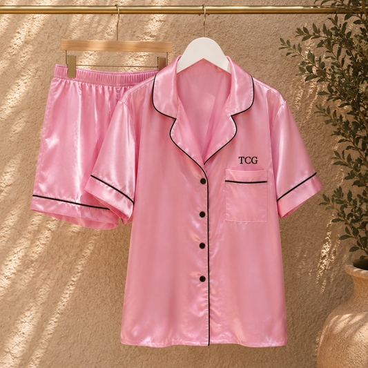 Personalised Embroidered Satin Pyjamas