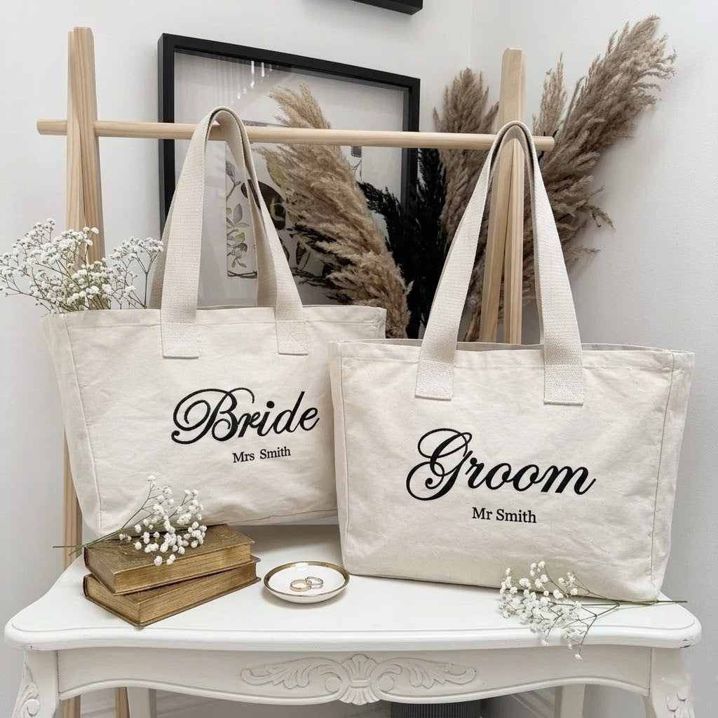 Personalised Wedding Canvas Tote Bag