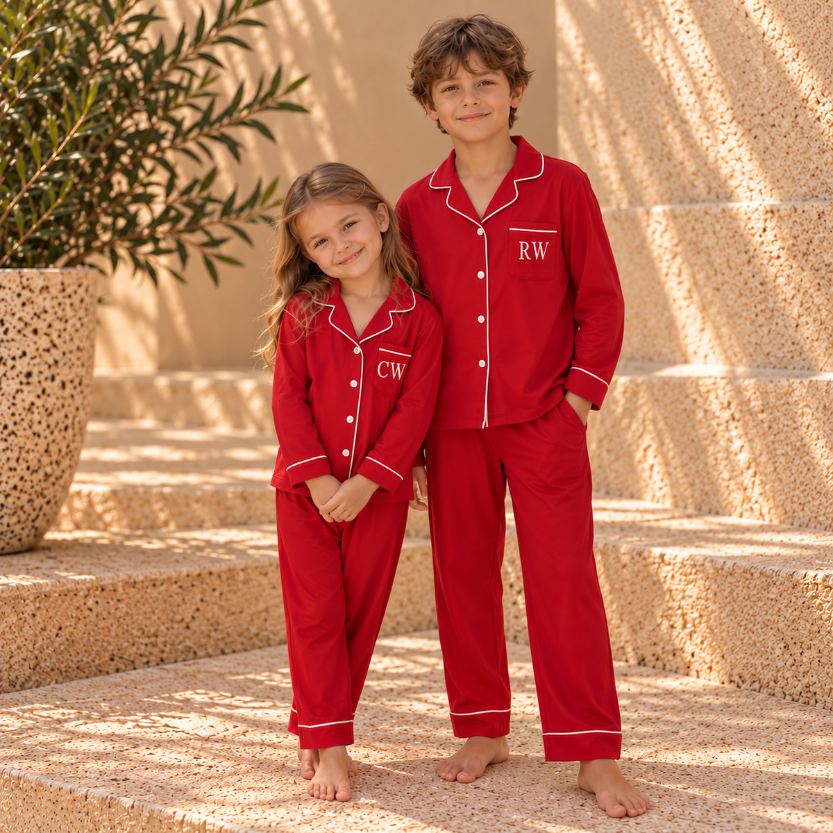 Personalised Family Christmas Pyjamas | Matching Red PJs