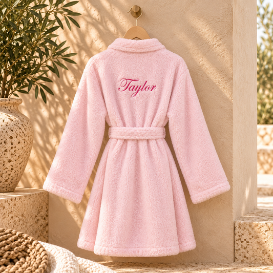 Personalised Fluffy Dressing Gown | Luxury Soft Pink Robe