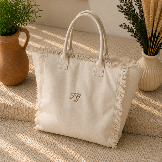 Personalised Fringe Tote Bag | Beach & Shopping Bag