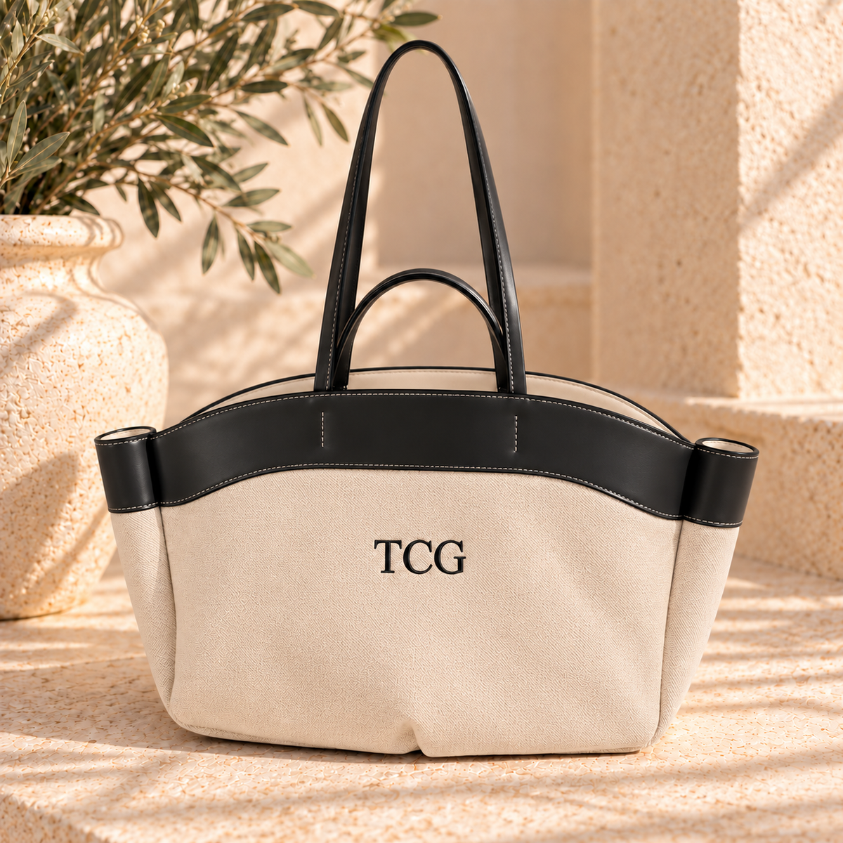 Gepersonaliseerde tas | Tas met lederen details
