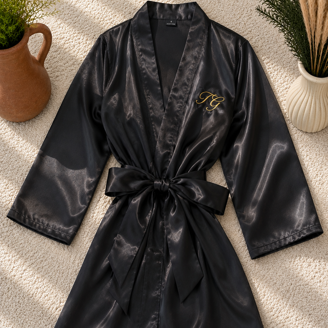 Personalised Long Sleeve Robe | Luxury Satin Robe