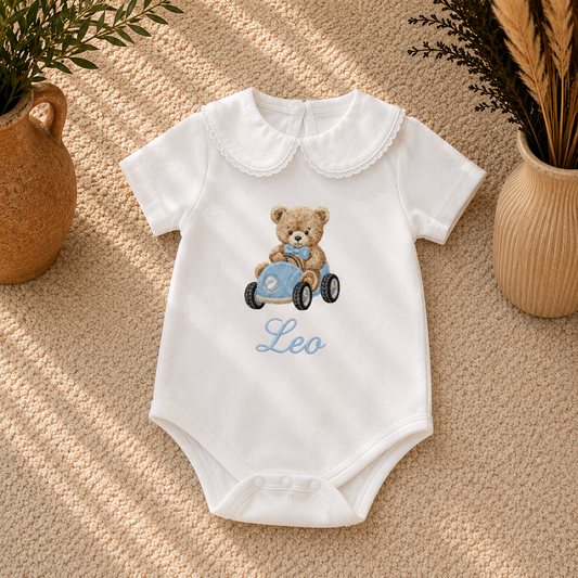 Personalised Embroidered Baby Romper | Luxury Newborn Gift