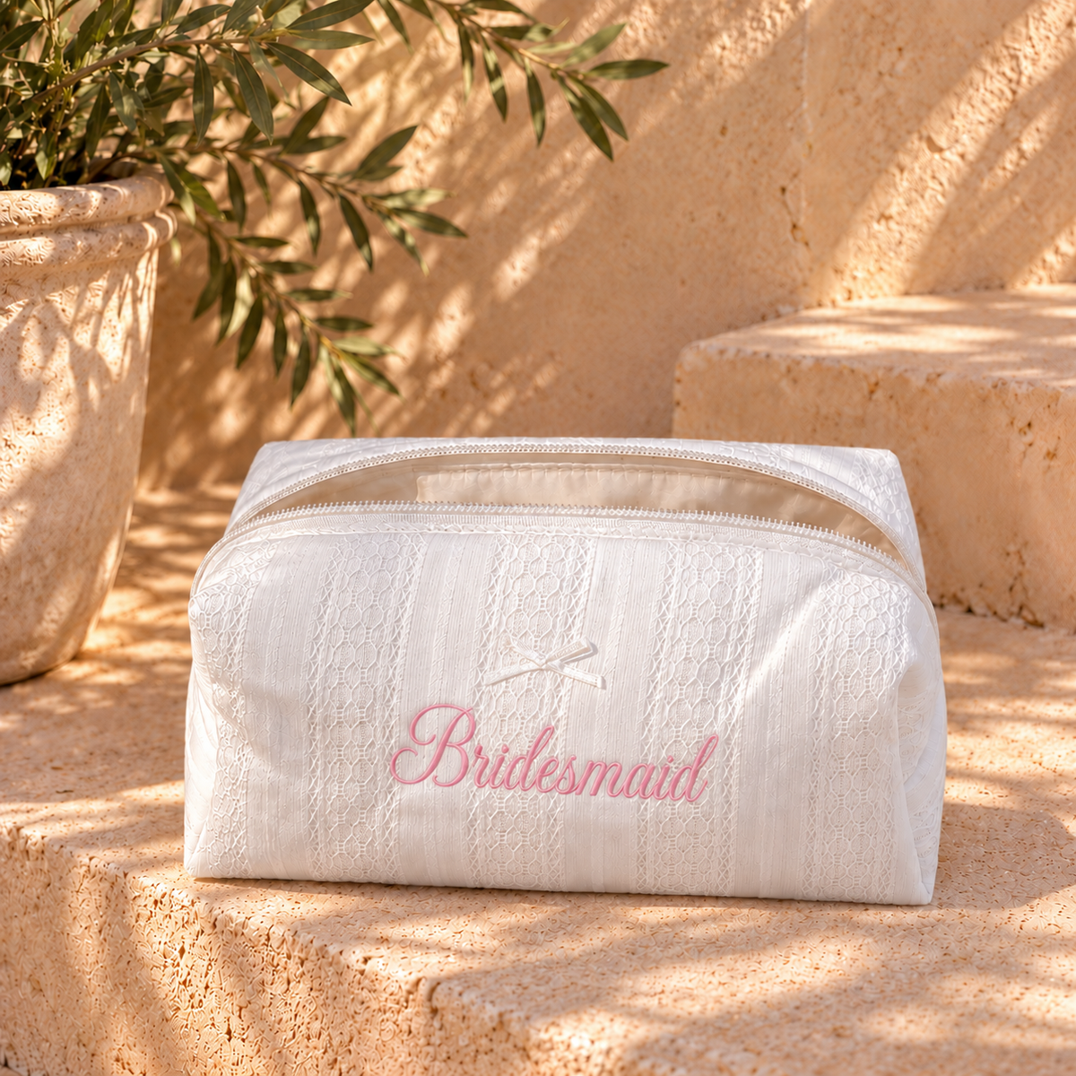 Personalised Lace Makeup Bag | Bridal Makeup Bag