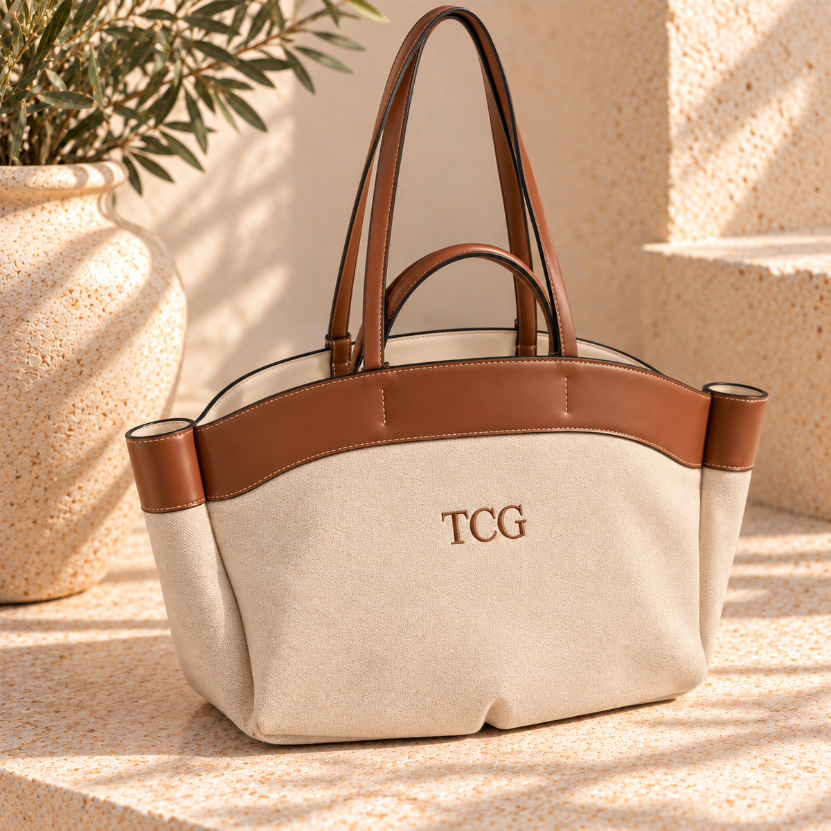Gepersonaliseerde tas | Tas met lederen details