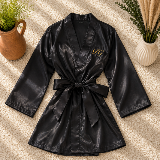Personalised Long Sleeve Robe | Luxury Satin Robe