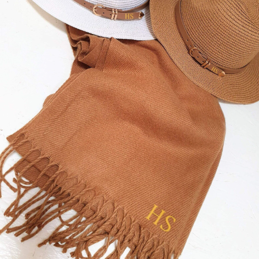 personalised brown winter scarf
