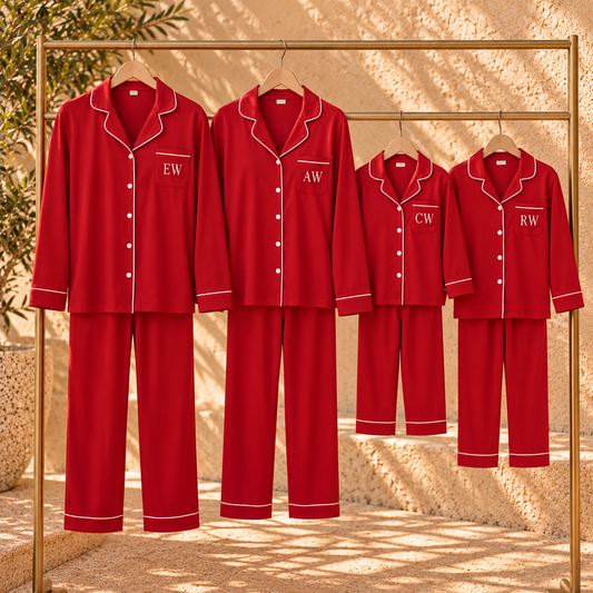 Personalised Family Christmas Pyjamas | Matching Red PJs
