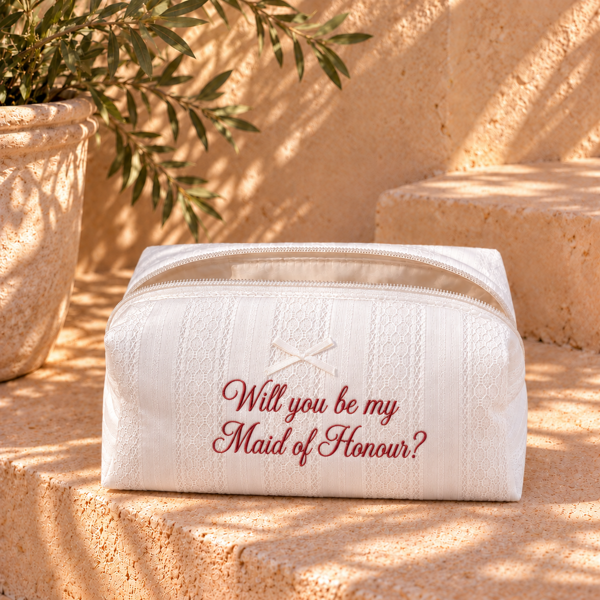 Personalised Lace Makeup Bag | Bridal Makeup Bag