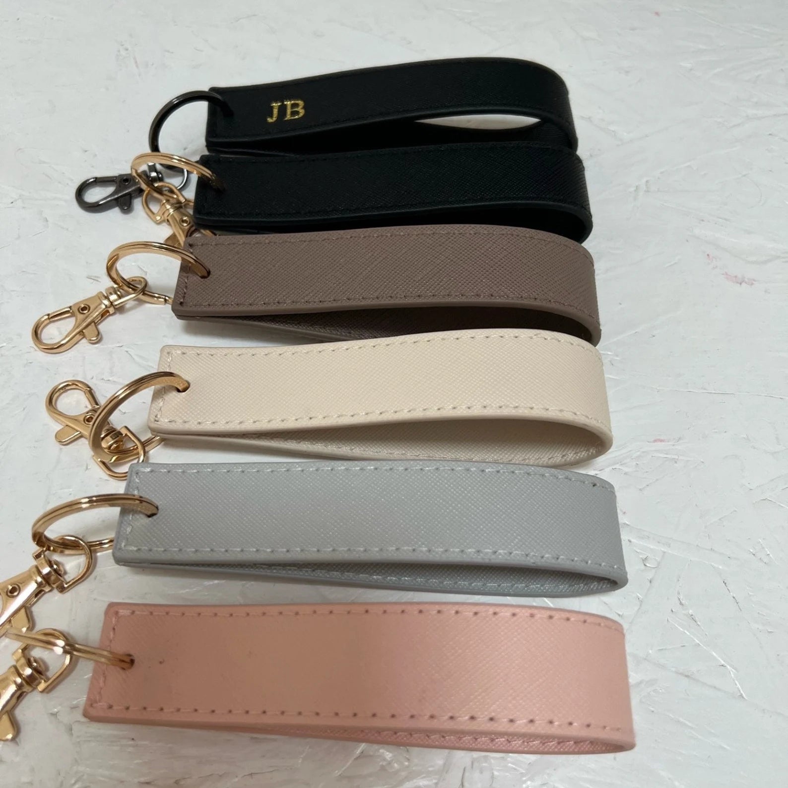 Personalised Key Ring. Image shows all colours of the key ring that are available