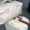 Personalised cream weekend bag with gold hardwear