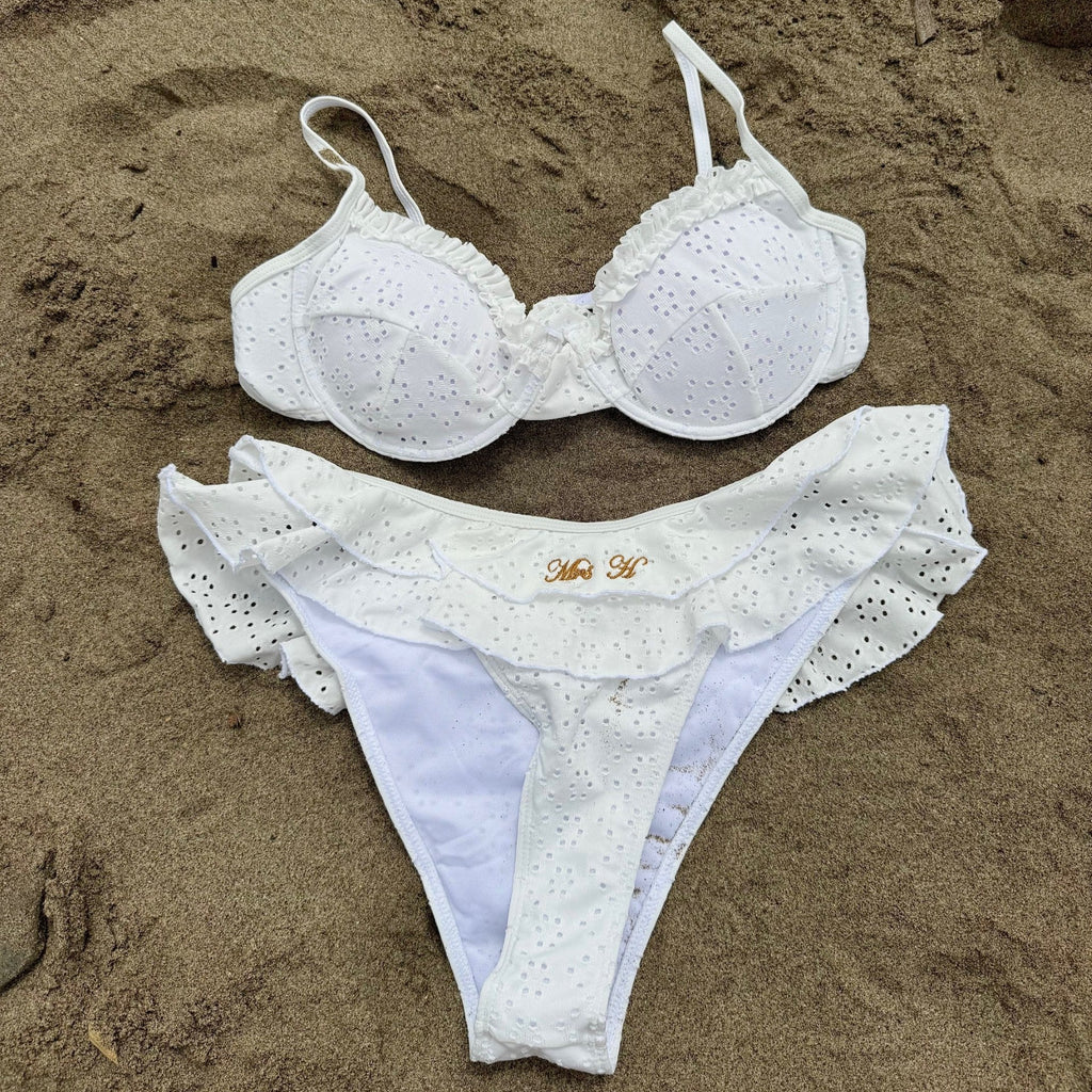 white bridal bikini set customised