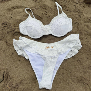white bridal bikini set customised