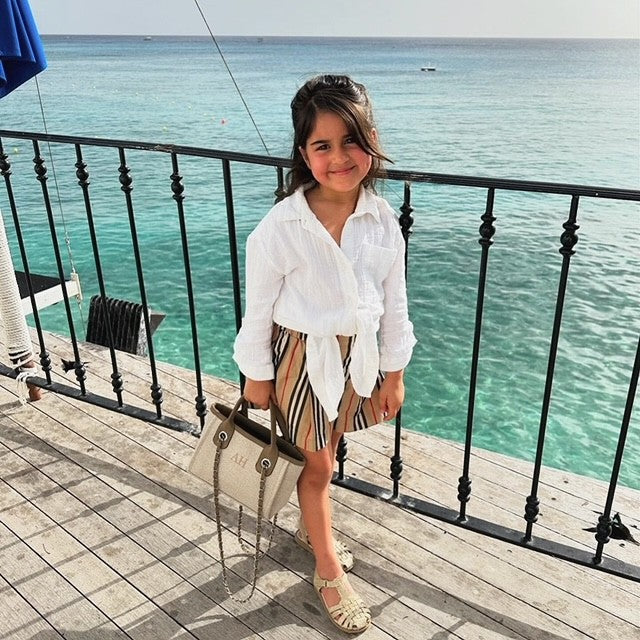 girl with her personalised mini tote bag