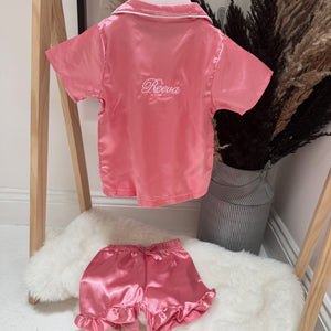 Personalised Girls Satin Pyjamas For Her Satin Personalised Pyjamas Short Sleeve Kids Pyjamas Custom Name Sleepwear Birthday Gift For Kids