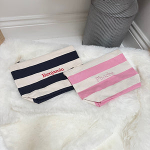 Personalised Striped Make Up Bag Personalised Washbag Gift For Her Travel Bag Mother's Day Gift For Mum Custom Cosmetic Bag For Her