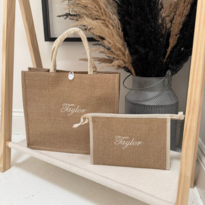 Personalised Beach Bag Set For Beach Bag For Her Gift For Her Honeymoon Wedding Gift For Mum Holiday Bag Holiday Tote Bag Cosmetic Bag Set