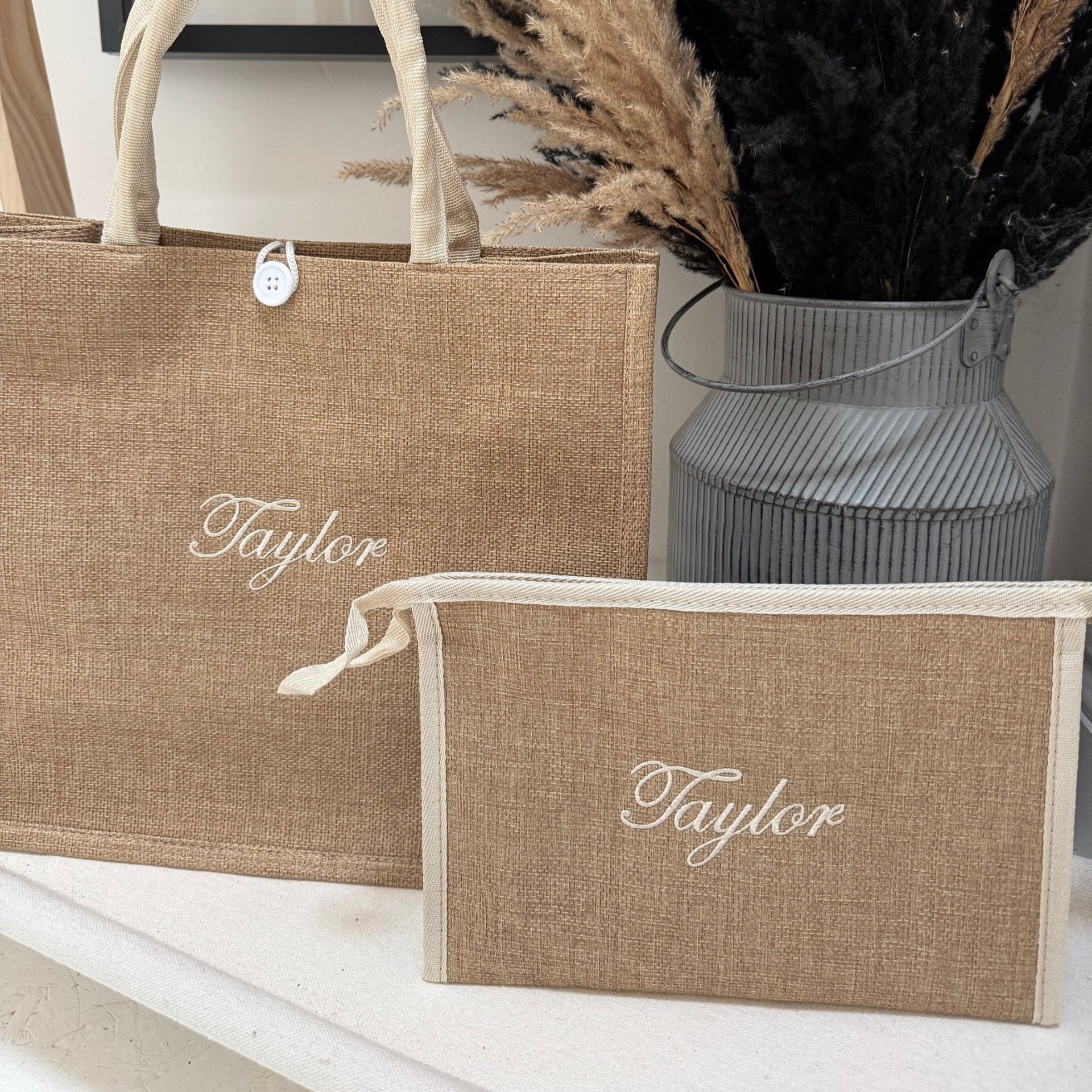 Personalised Beach Bag Set For Beach Bag For Her Gift For Her Honeymoon Wedding Gift For Mum Holiday Bag Holiday Tote Bag Cosmetic Bag Set