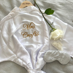 Mrs bridal wedding robe embroidered