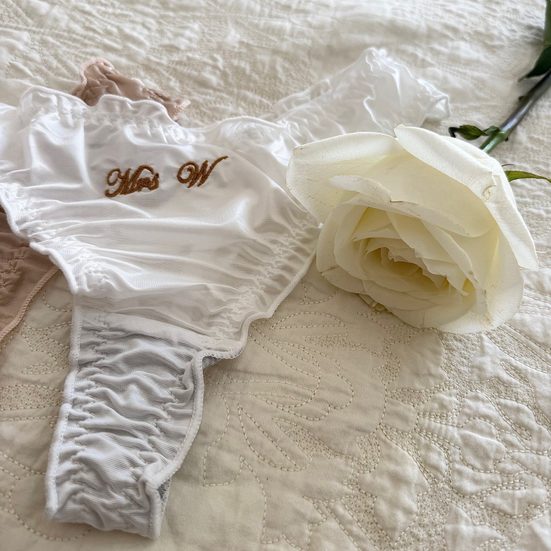 white bridal personalised underwear