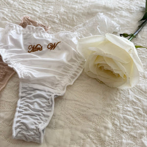 white bridal personalised underwear