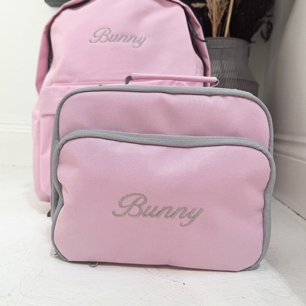 pink lunch box with personalisation
