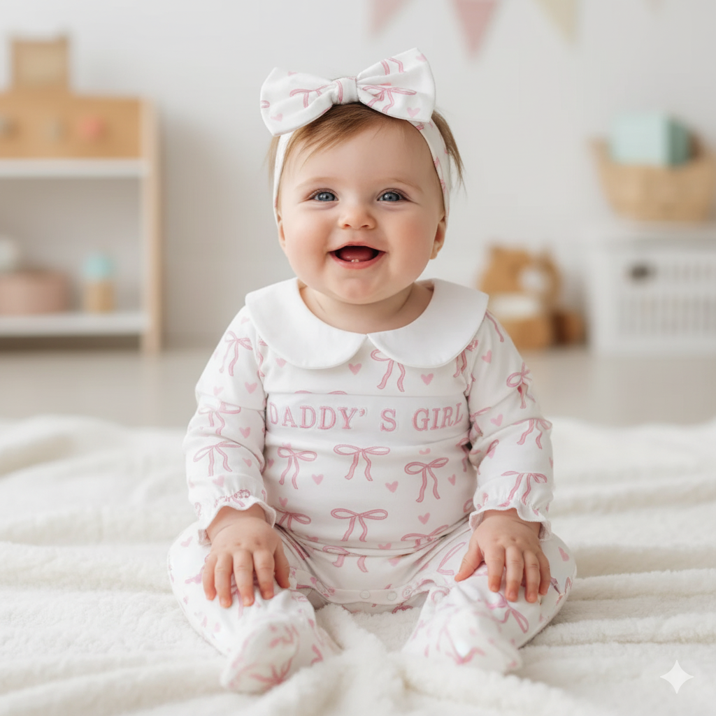 Baby girl in a daddys girl outfit
