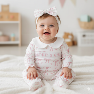 Baby girl in a daddys girl outfit
